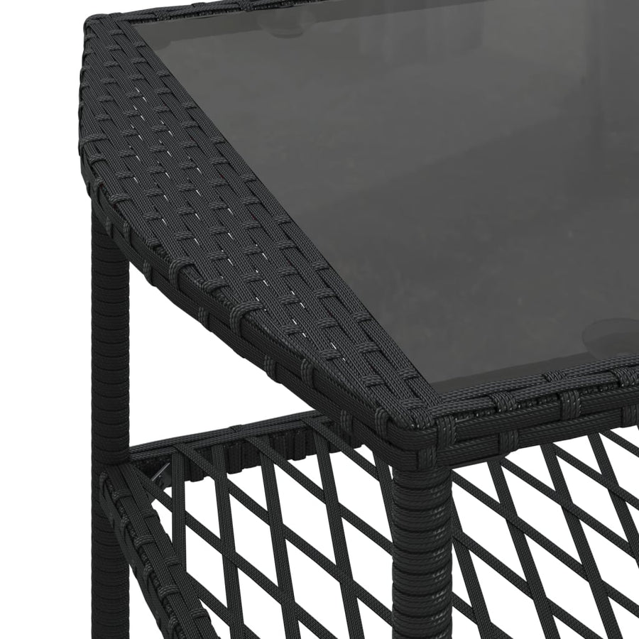4-delige Loungeset met kussens poly rattan zwart