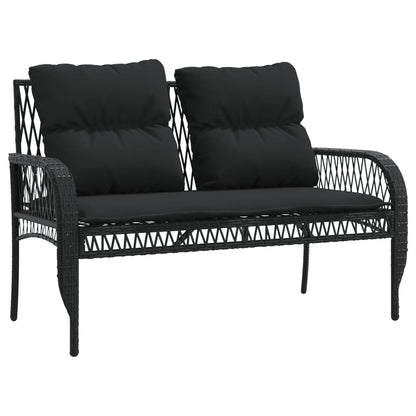 4-delige Loungeset met kussens poly rattan zwart