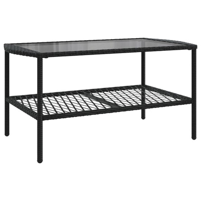 4-delige Loungeset met kussens poly rattan zwart