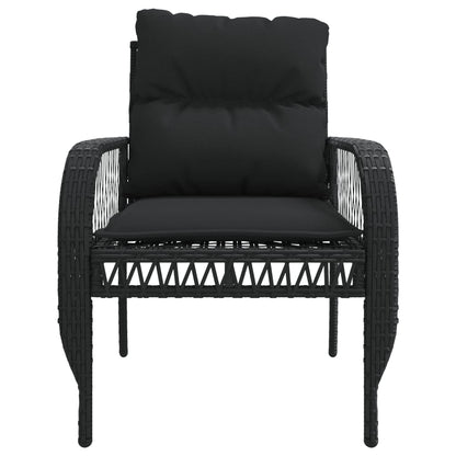 4-delige Loungeset met kussens poly rattan zwart