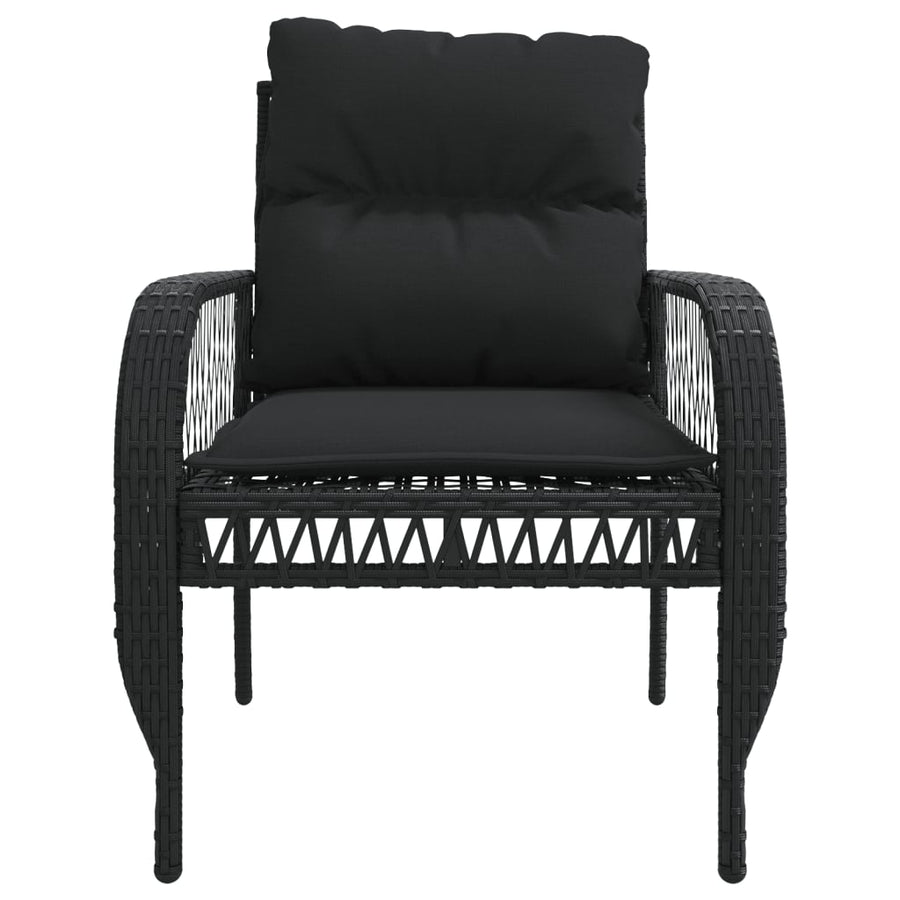 4-delige Loungeset met kussens poly rattan zwart