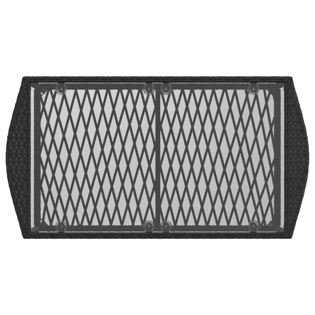 4-delige Loungeset met kussens poly rattan zwart