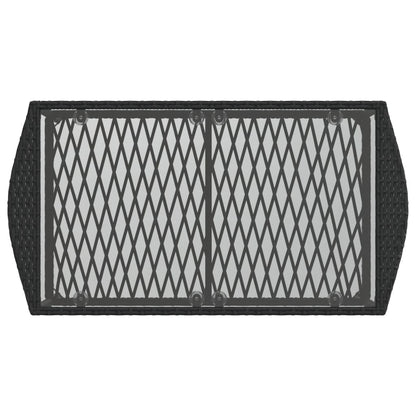 4-delige Loungeset met kussens poly rattan zwart