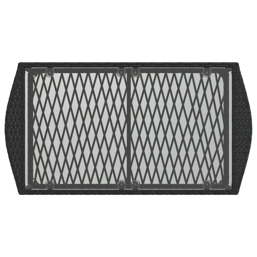 4-delige Loungeset met kussens poly rattan zwart