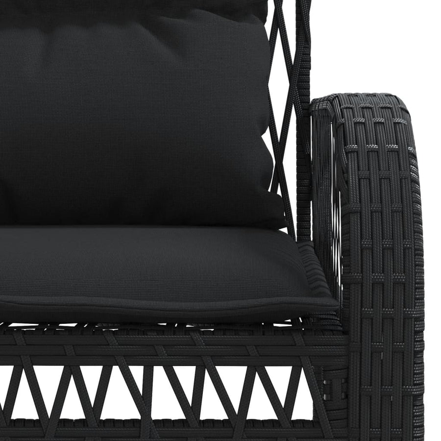 4-delige Loungeset met kussens poly rattan zwart