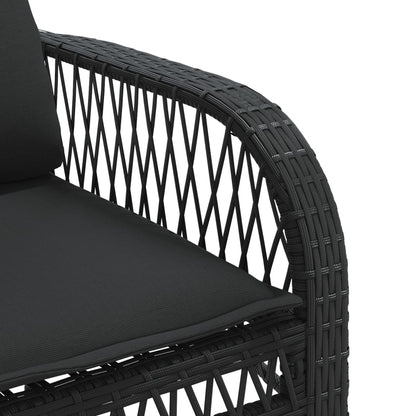 4-delige Loungeset met kussens poly rattan zwart