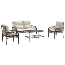 4-delige Loungeset met kussens poly rattan bruin