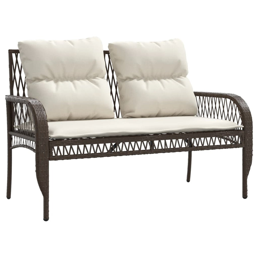 4-delige Loungeset met kussens poly rattan bruin
