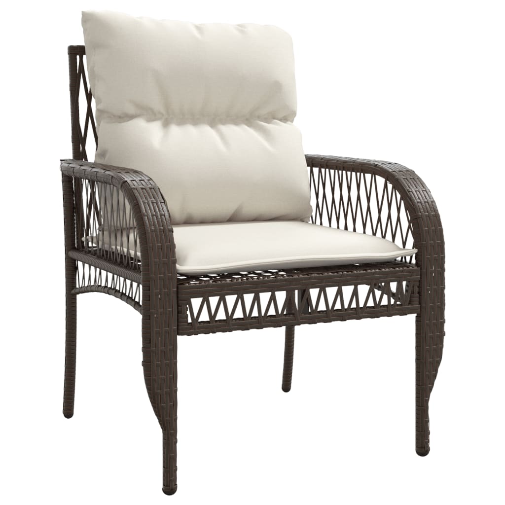 4-delige Loungeset met kussens poly rattan bruin
