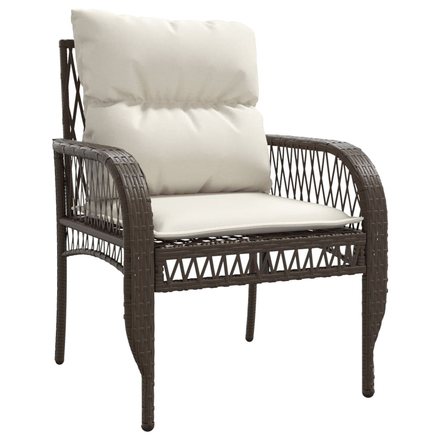 4-delige Loungeset met kussens poly rattan bruin