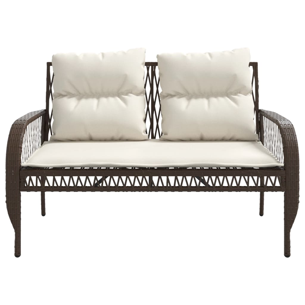 4-delige Loungeset met kussens poly rattan bruin