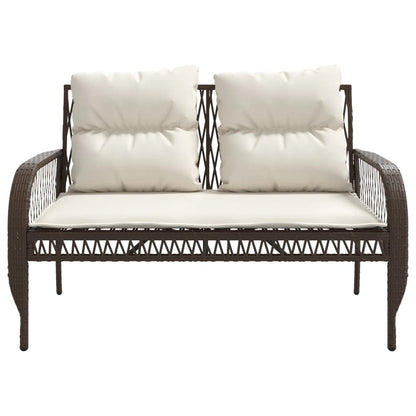 4-delige Loungeset met kussens poly rattan bruin