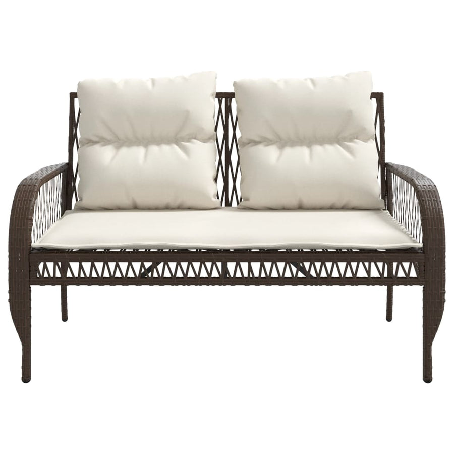 4-delige Loungeset met kussens poly rattan bruin
