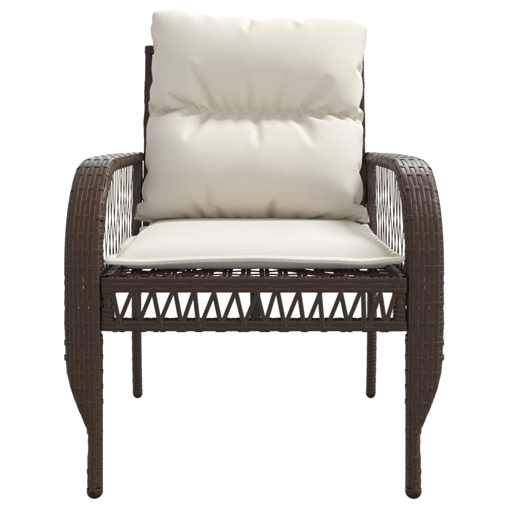 4-delige Loungeset met kussens poly rattan bruin