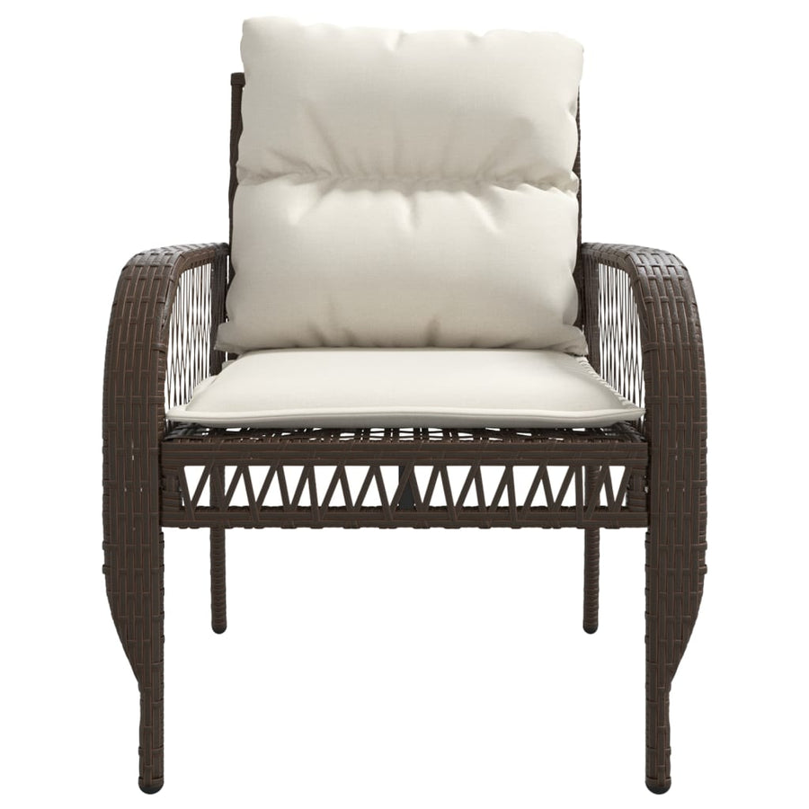 4-delige Loungeset met kussens poly rattan bruin