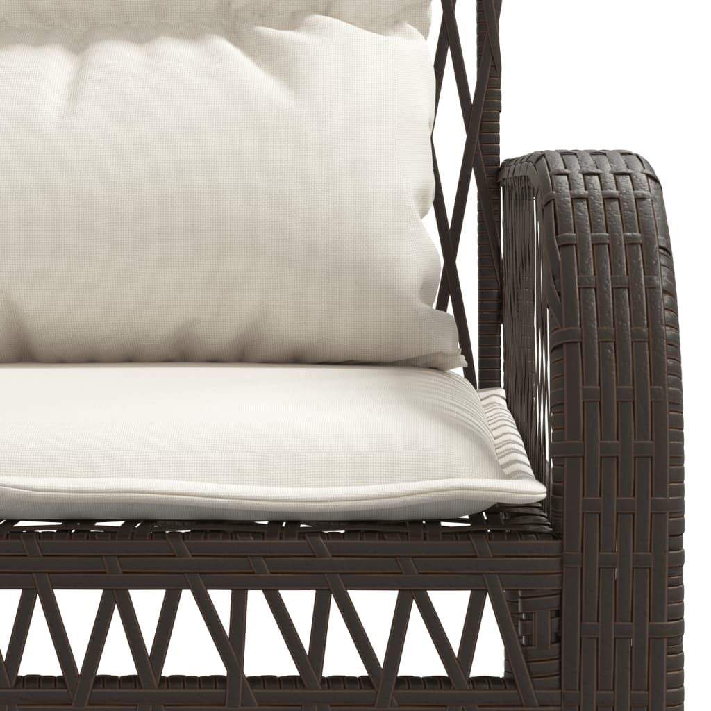 4-delige Loungeset met kussens poly rattan bruin