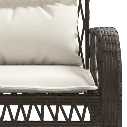 4-delige Loungeset met kussens poly rattan bruin