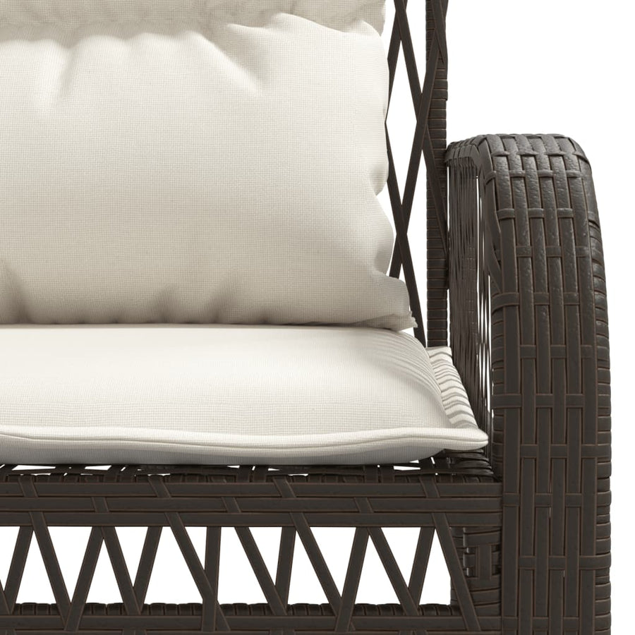 4-delige Loungeset met kussens poly rattan bruin
