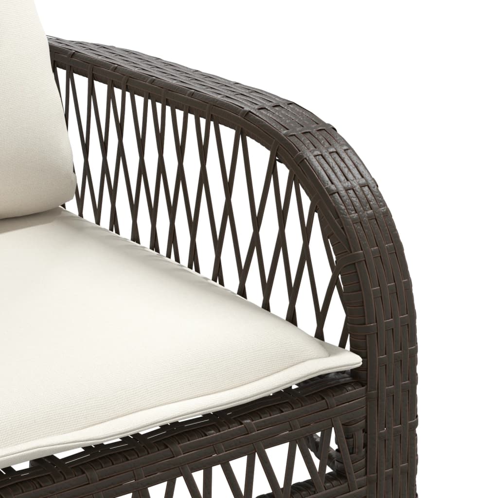 4-delige Loungeset met kussens poly rattan bruin