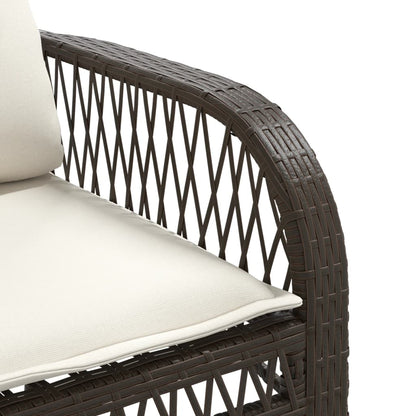 4-delige Loungeset met kussens poly rattan bruin