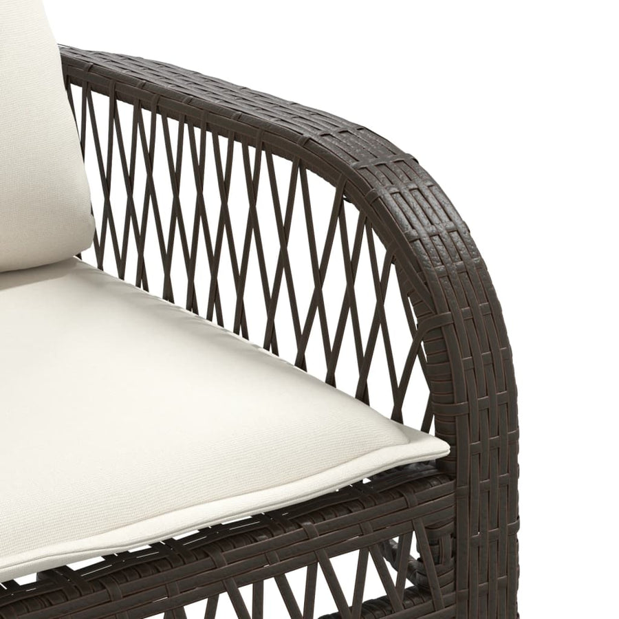 4-delige Loungeset met kussens poly rattan bruin