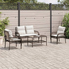 4-delige Loungeset met kussens poly rattan bruin