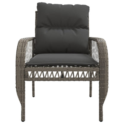 4-delige Loungeset met kussens poly rattan grijs