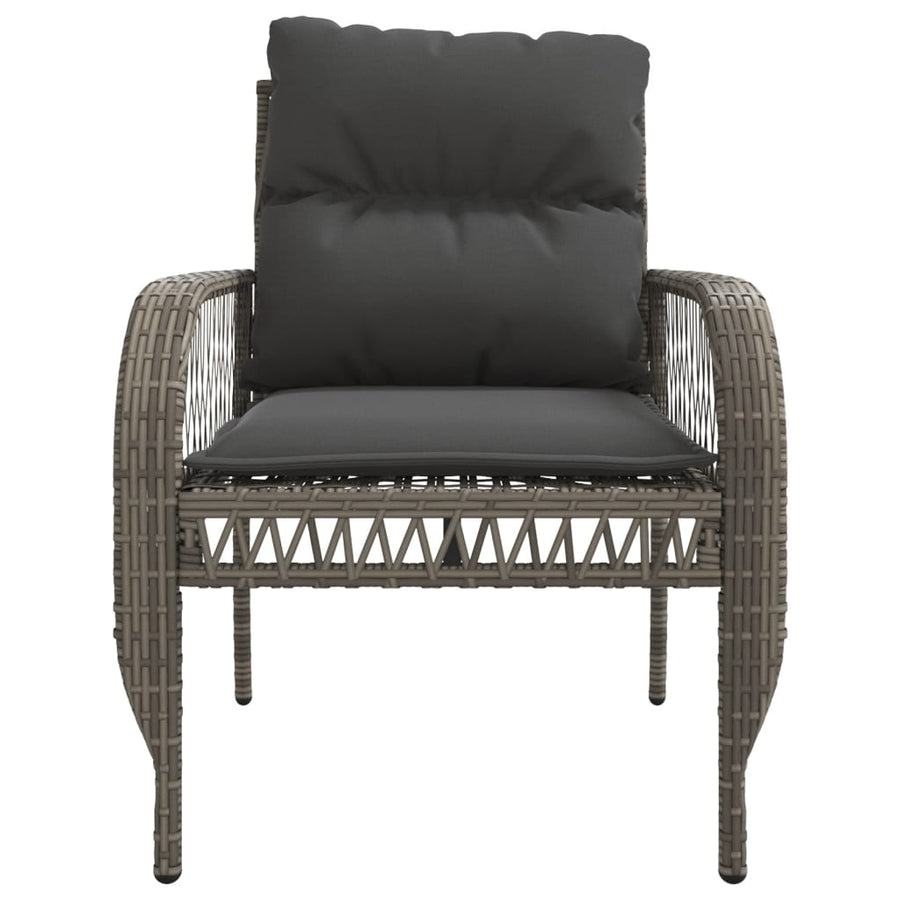 4-delige Loungeset met kussens poly rattan grijs