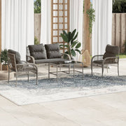 Loungeset 4-delig poly rattan grijs