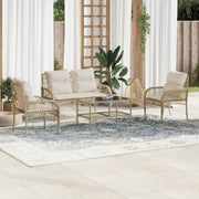 Loungeset 4-delig poly rattan beige