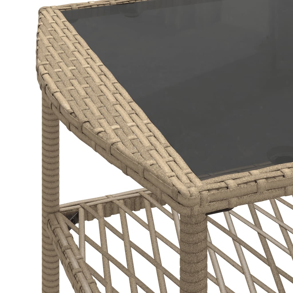 4-delige Loungeset met kussens poly rattan beige