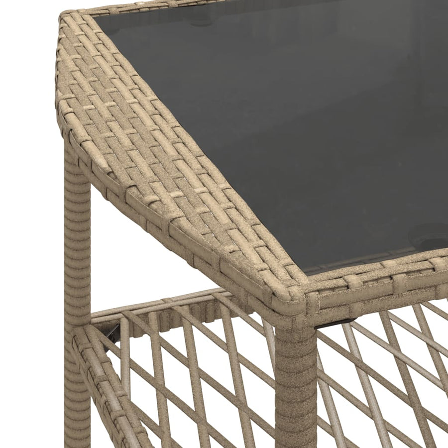 4-delige Loungeset met kussens poly rattan beige