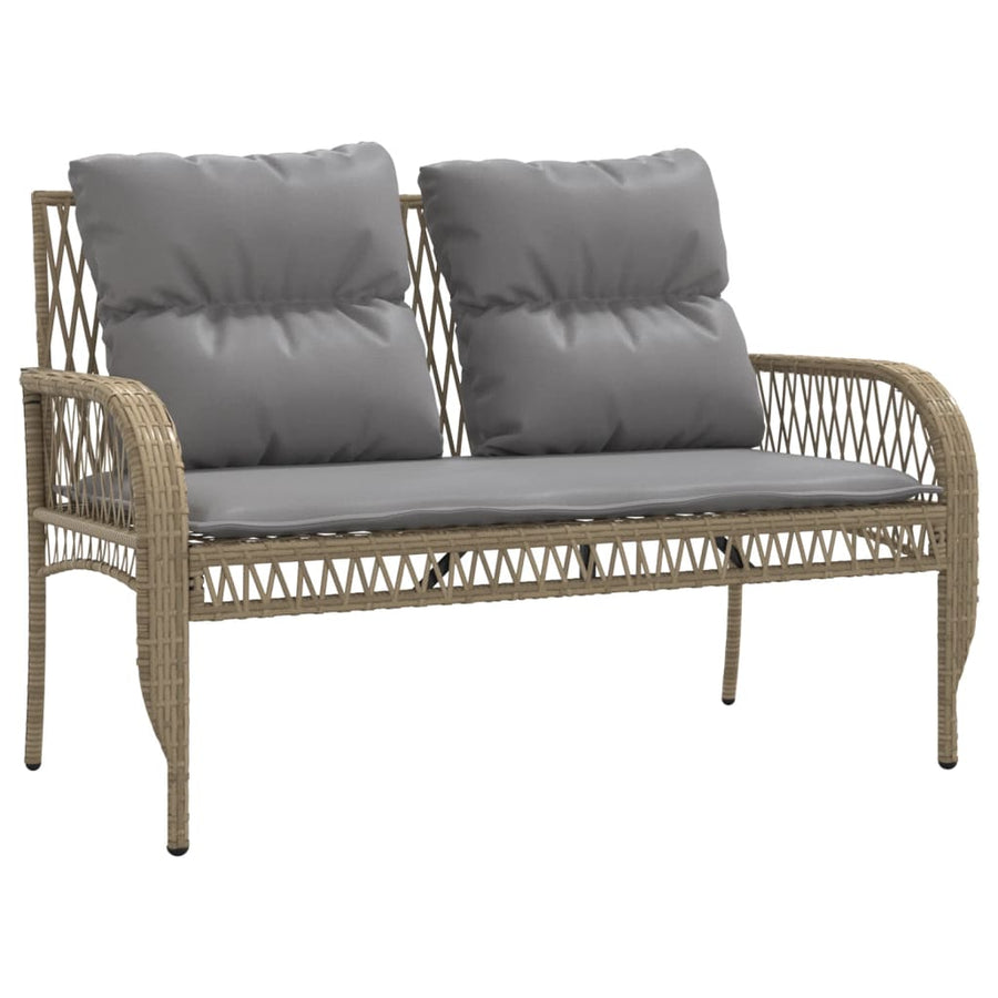 4-delige Loungeset met kussens poly rattan beige