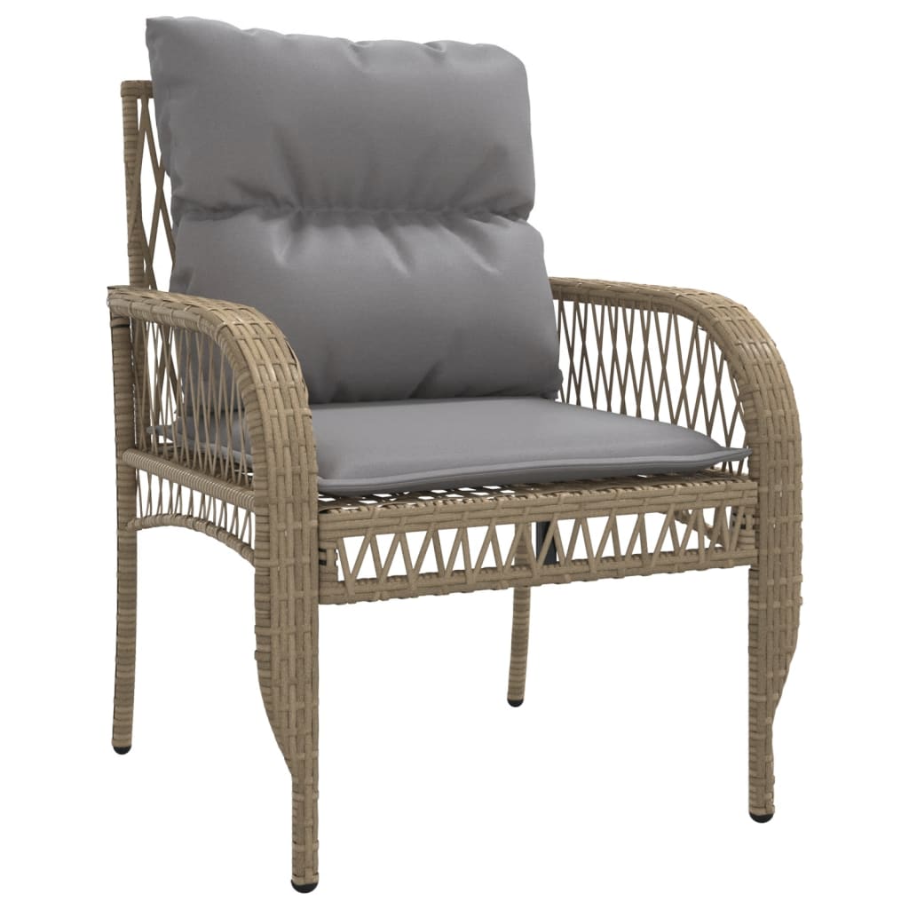 4-delige Loungeset met kussens poly rattan beige