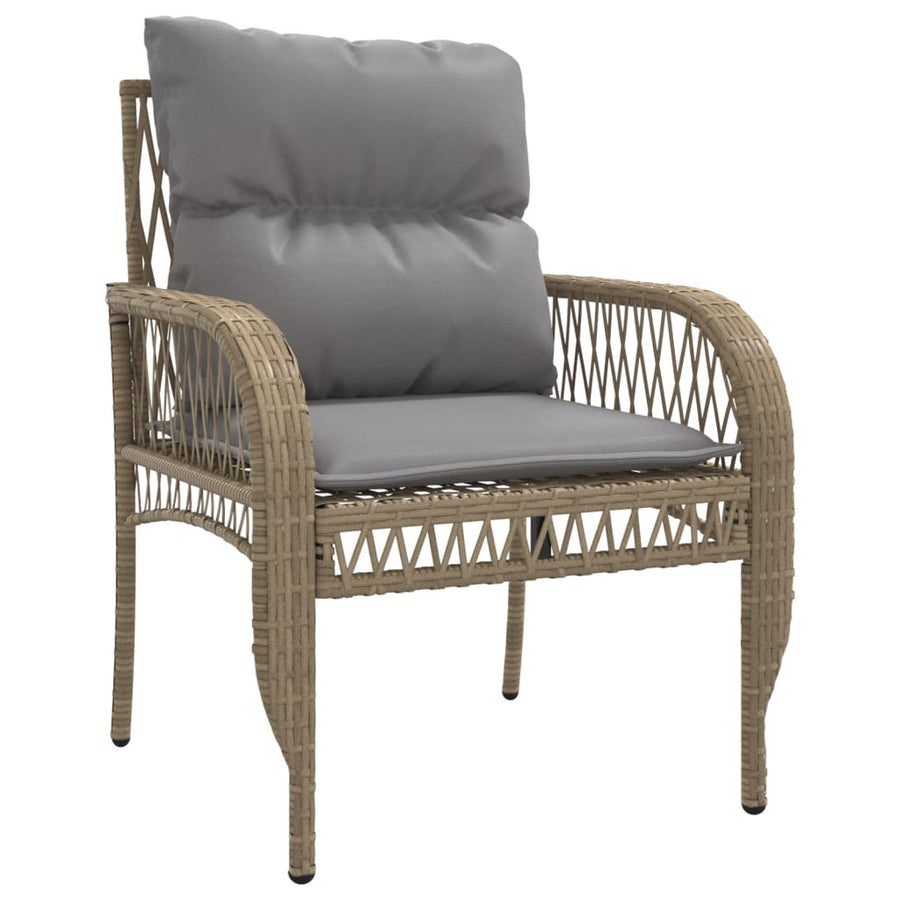 4-delige Loungeset met kussens poly rattan beige
