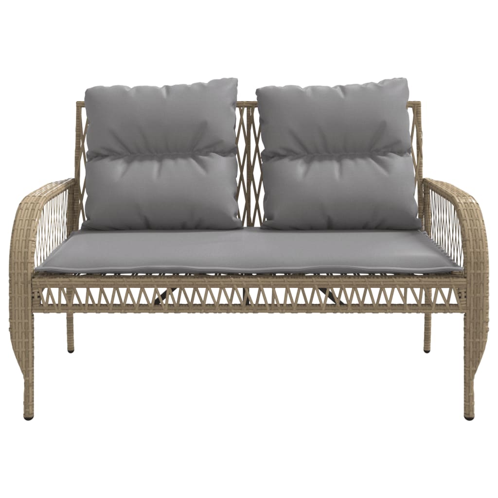 4-delige Loungeset met kussens poly rattan beige