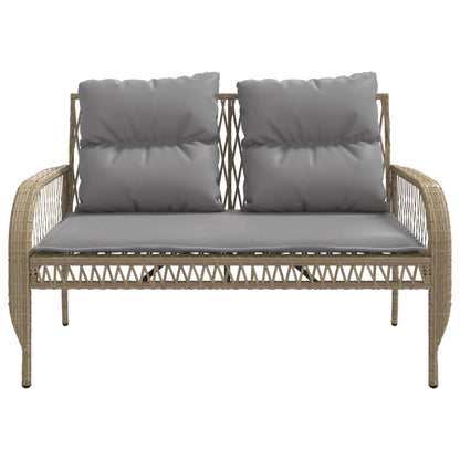 4-delige Loungeset met kussens poly rattan beige