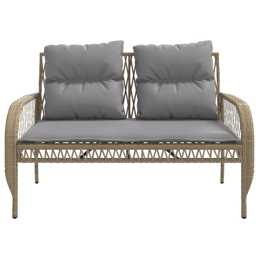 4-delige Loungeset met kussens poly rattan beige