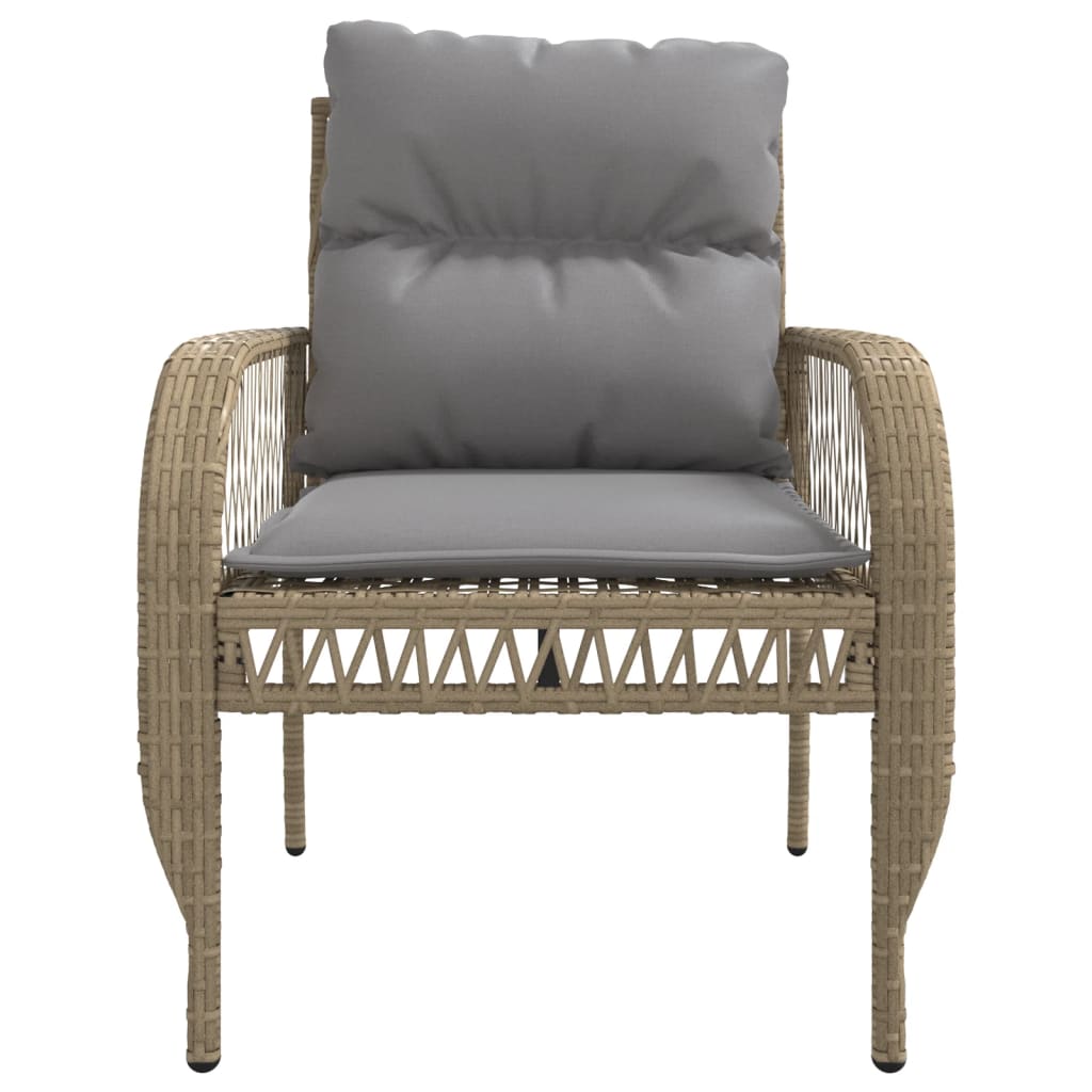 4-delige Loungeset met kussens poly rattan beige