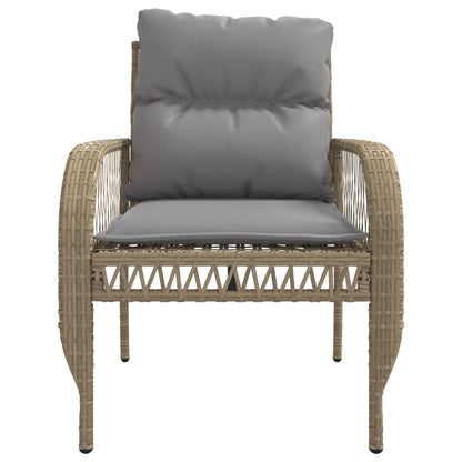 4-delige Loungeset met kussens poly rattan beige