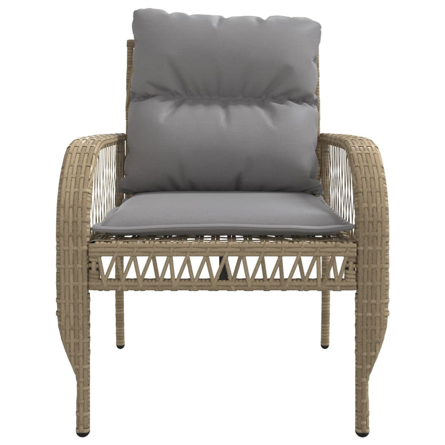 4-delige Loungeset met kussens poly rattan beige