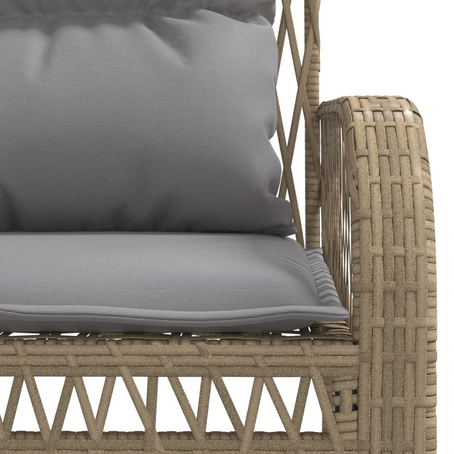 4-delige Loungeset met kussens poly rattan beige