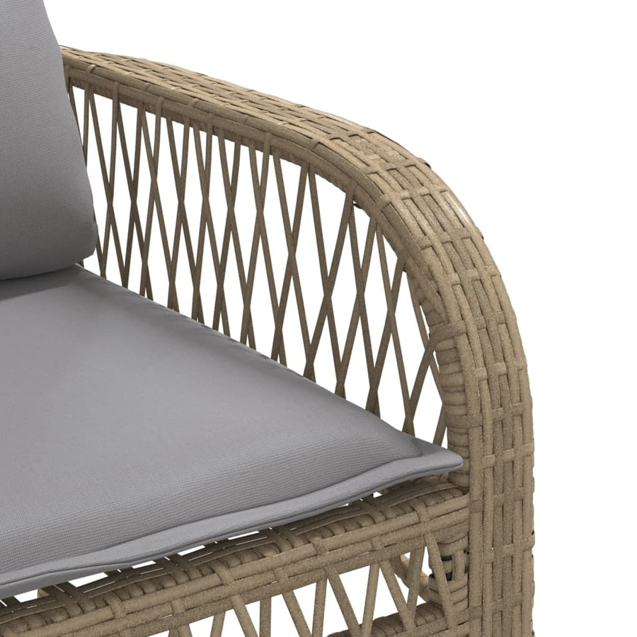 4-delige Loungeset met kussens poly rattan beige