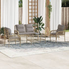 4-delige Loungeset met kussens poly rattan beige