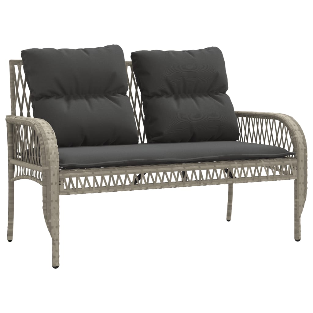 4-delige Loungeset met kussens poly rattan lichtgrijs