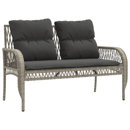 4-delige Loungeset met kussens poly rattan lichtgrijs