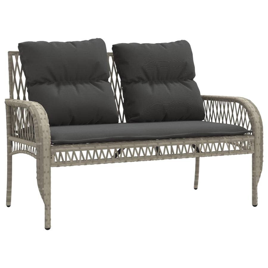 4-delige Loungeset met kussens poly rattan lichtgrijs