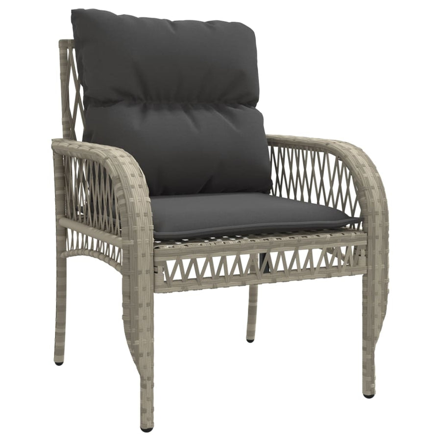 4-delige Loungeset met kussens poly rattan lichtgrijs