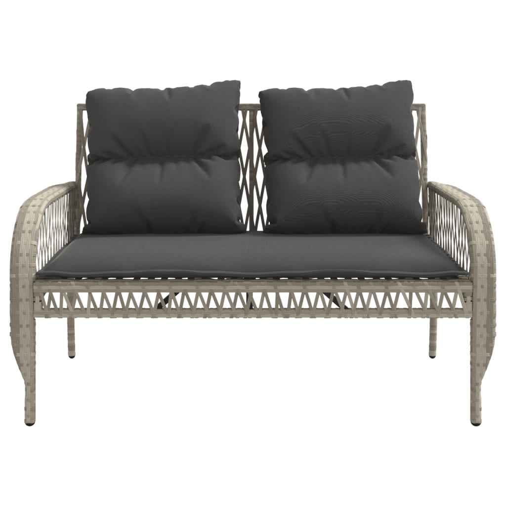 4-delige Loungeset met kussens poly rattan lichtgrijs