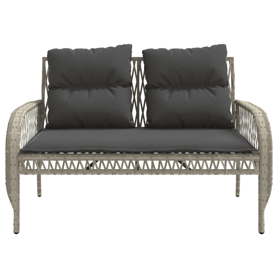 4-delige Loungeset met kussens poly rattan lichtgrijs